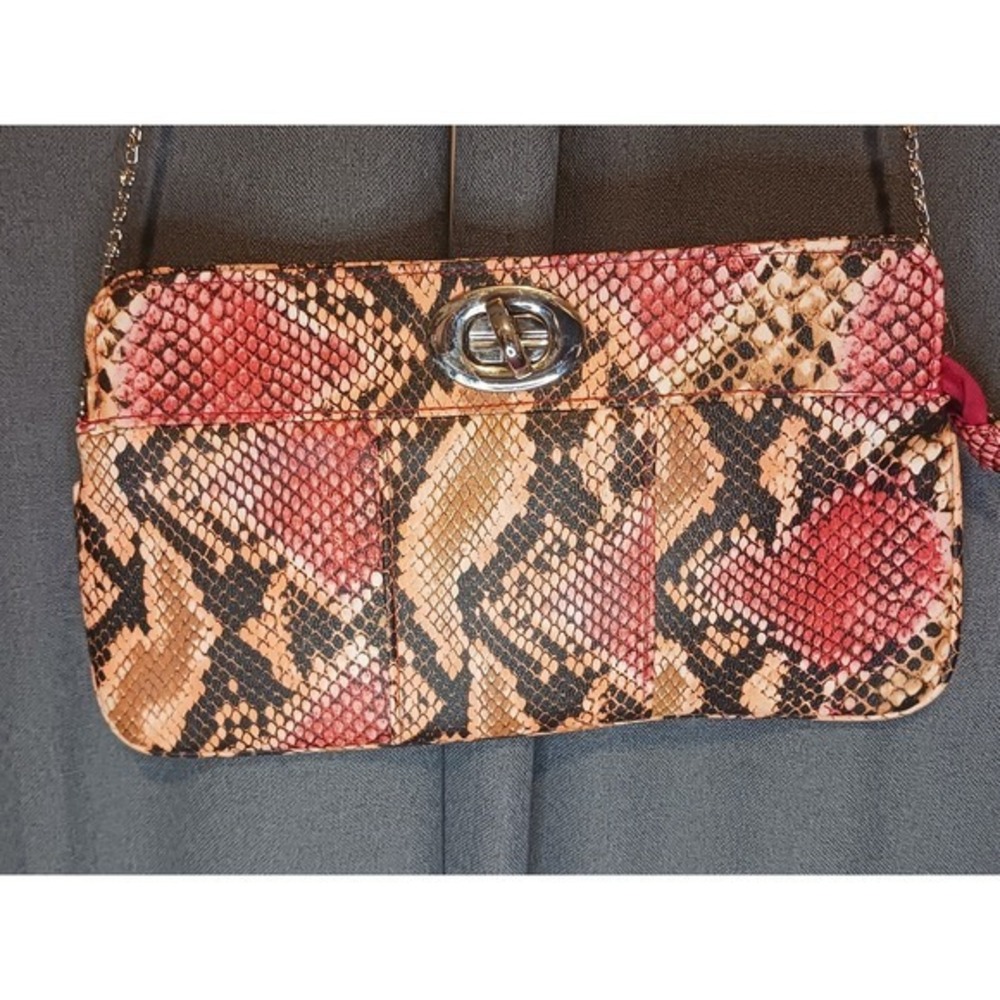 Bijoux Terner peach Snakeskin Print Crossbody Bag Evening Clutch Chain Strap